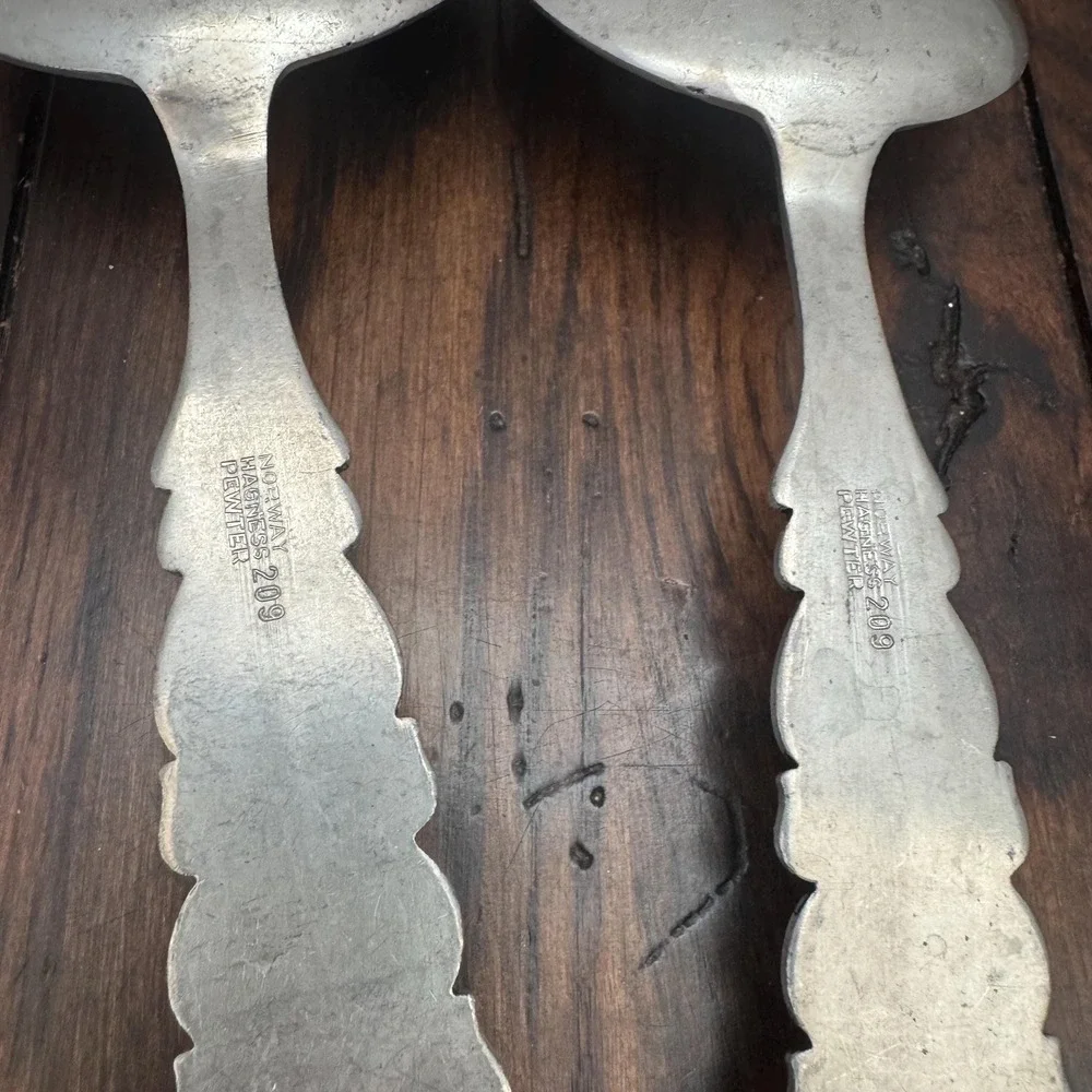 Vintage Hagness Norway Pewter Salad Serving Set Pattern 209‎ Scandinavian